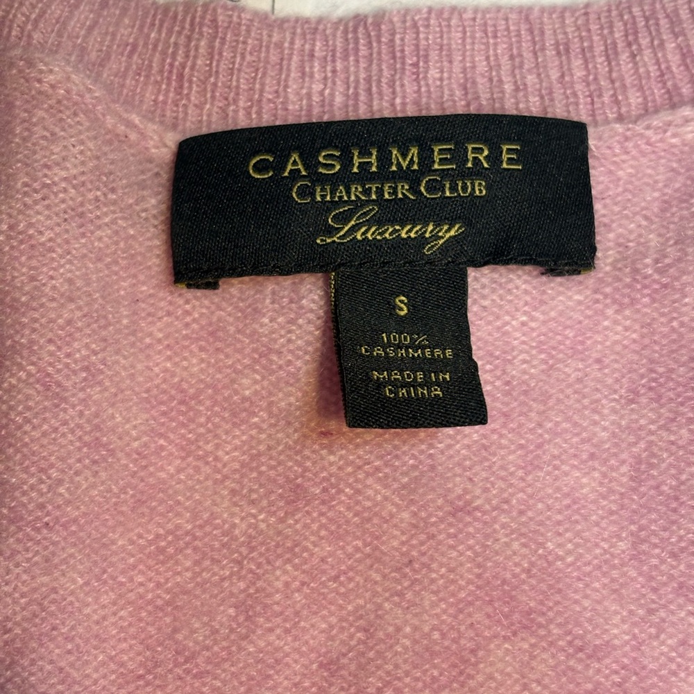 CASHMERE PINK Charter Club Pure V-Neck Sweater in the color Chantilly small - Picture 4 of 5